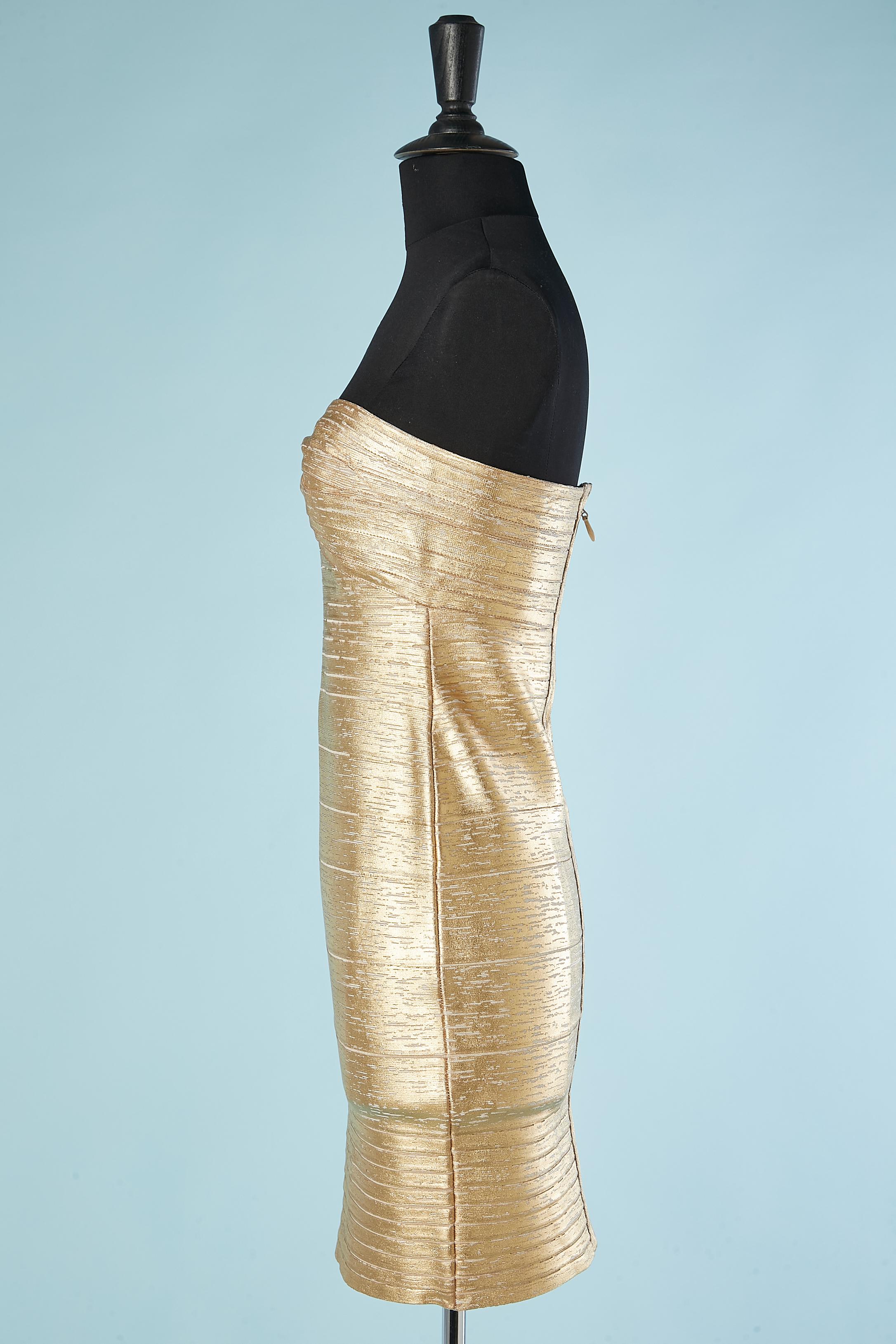 Robe bustier en maille de rayonne dorée Hervé Leger NEUF avec étiquette  Pour femmes en vente