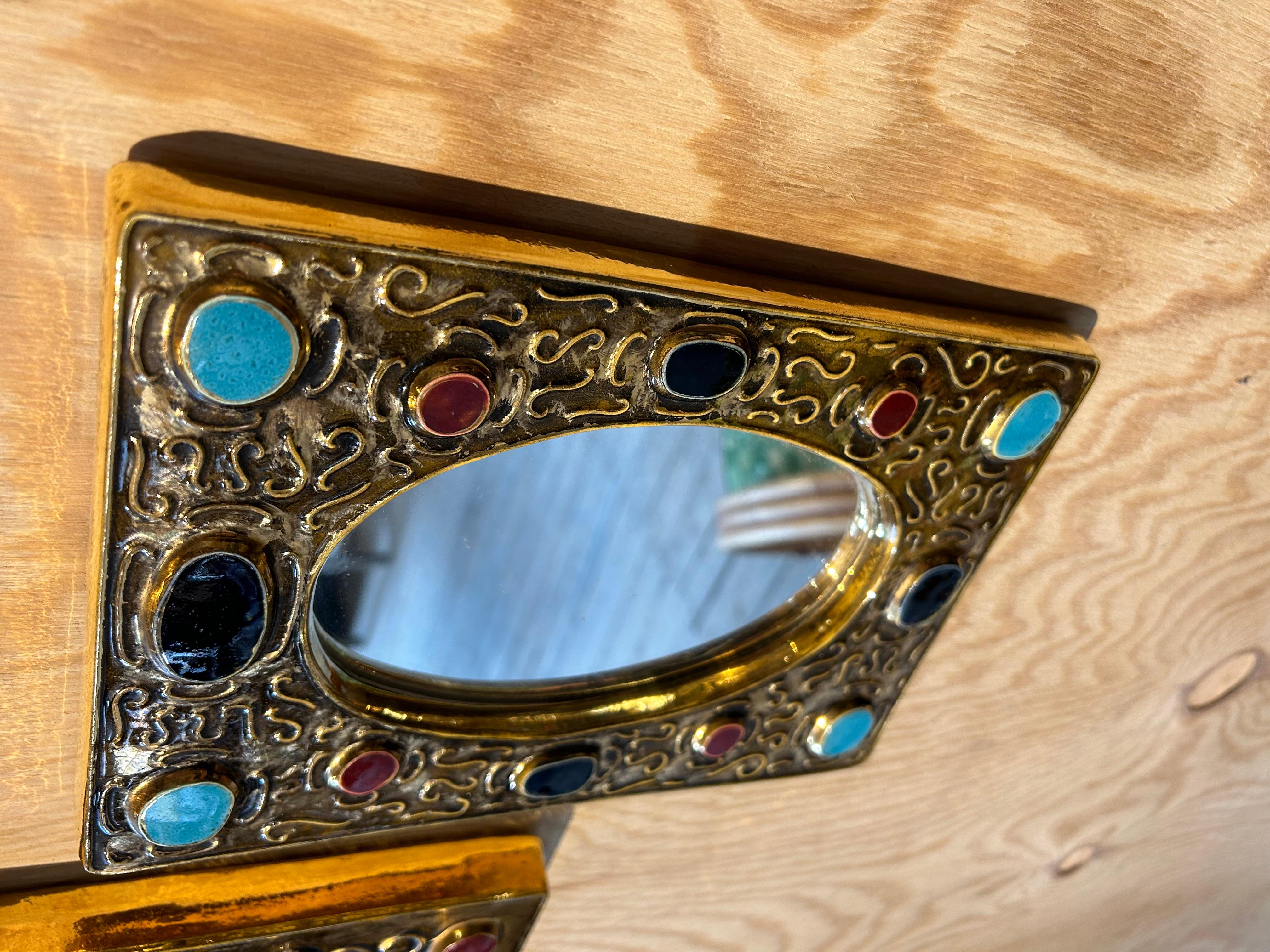 Mid-Century Modern Gold rectangular mirror by Mithé Espelt/ François Lembo For Sale