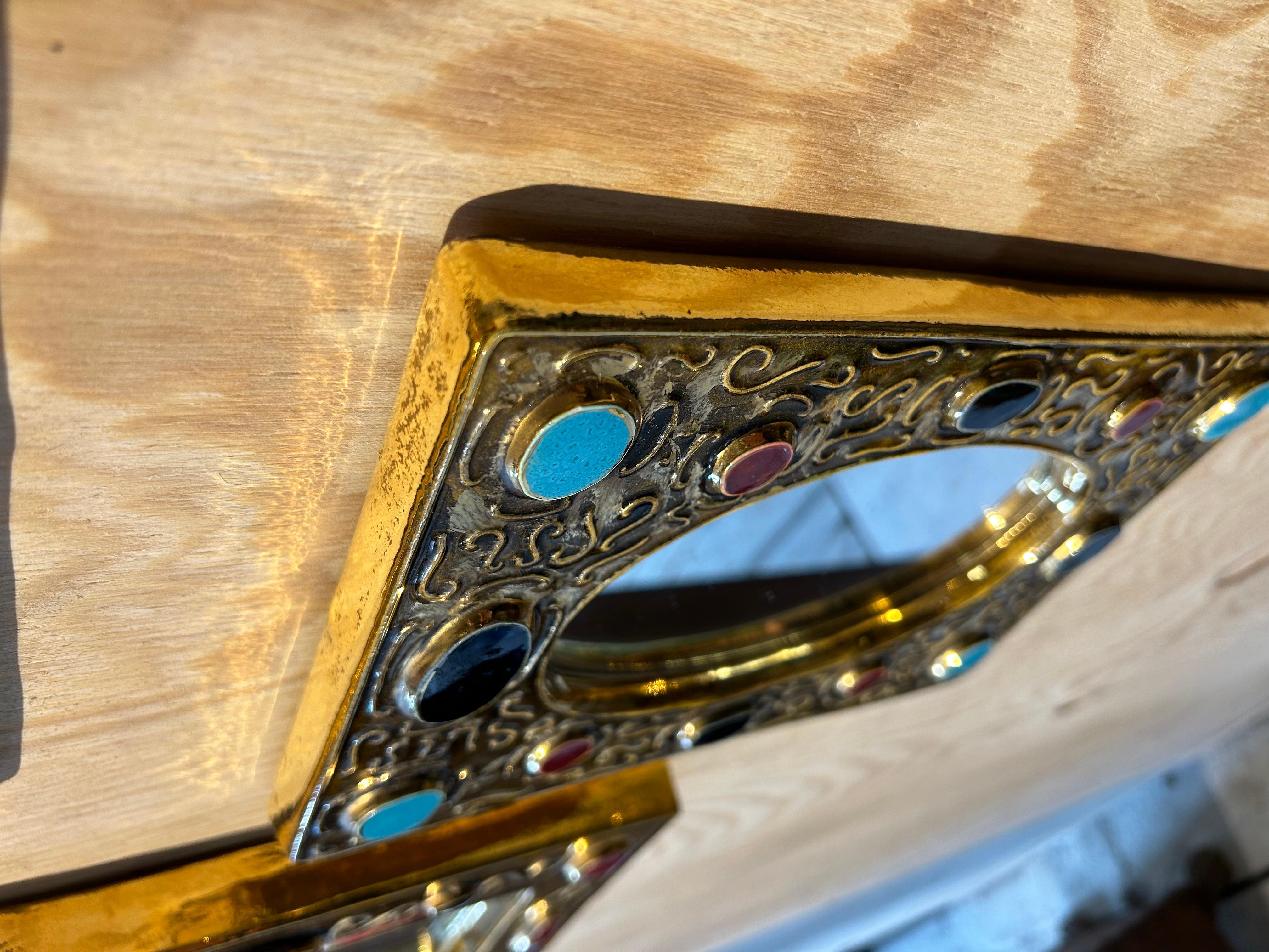 French Gold rectangular mirror by Mithé Espelt/ François Lembo For Sale