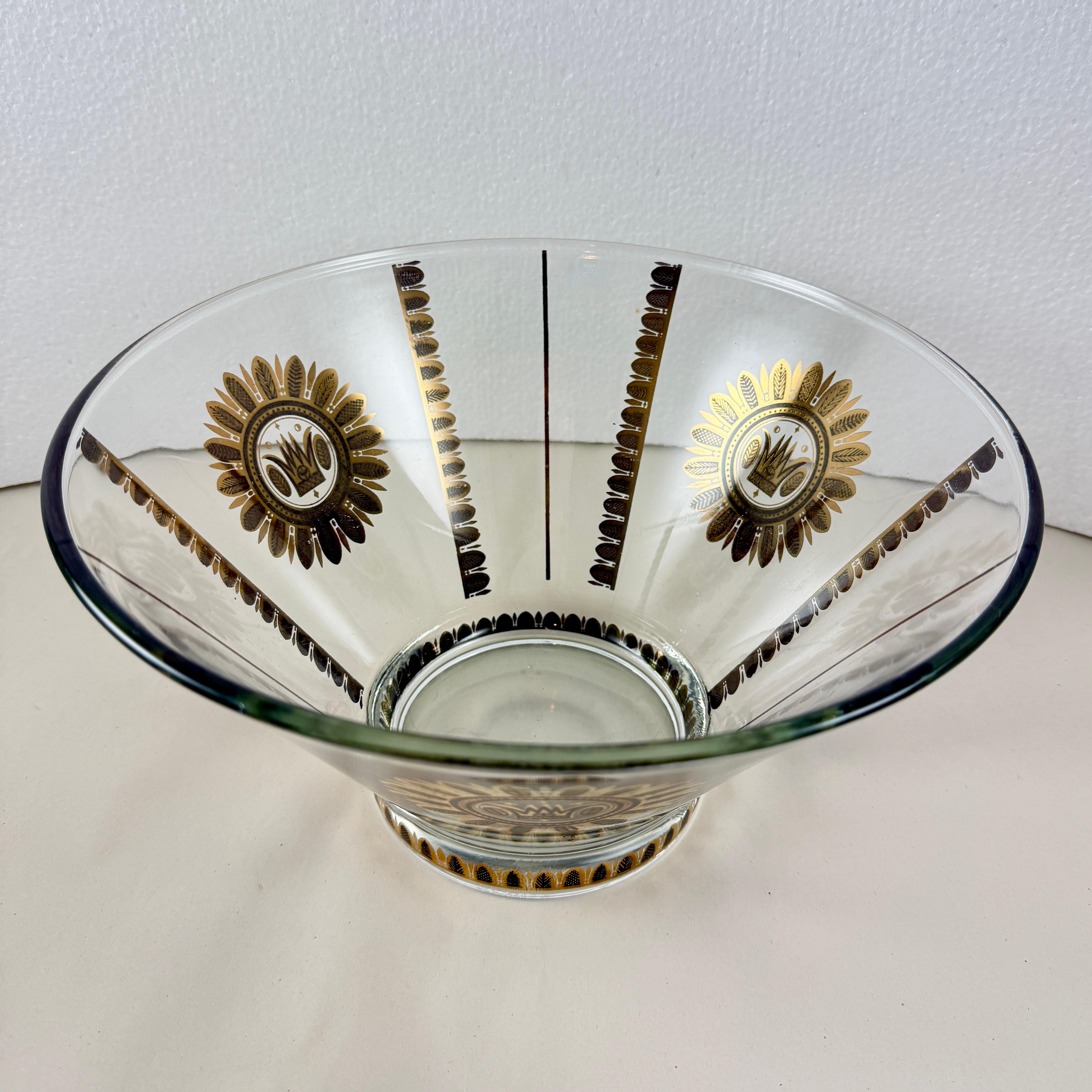Mid-Century Modern Gold Regalia Pattern Large Serving Bowl, Briard, 1960 For Sale