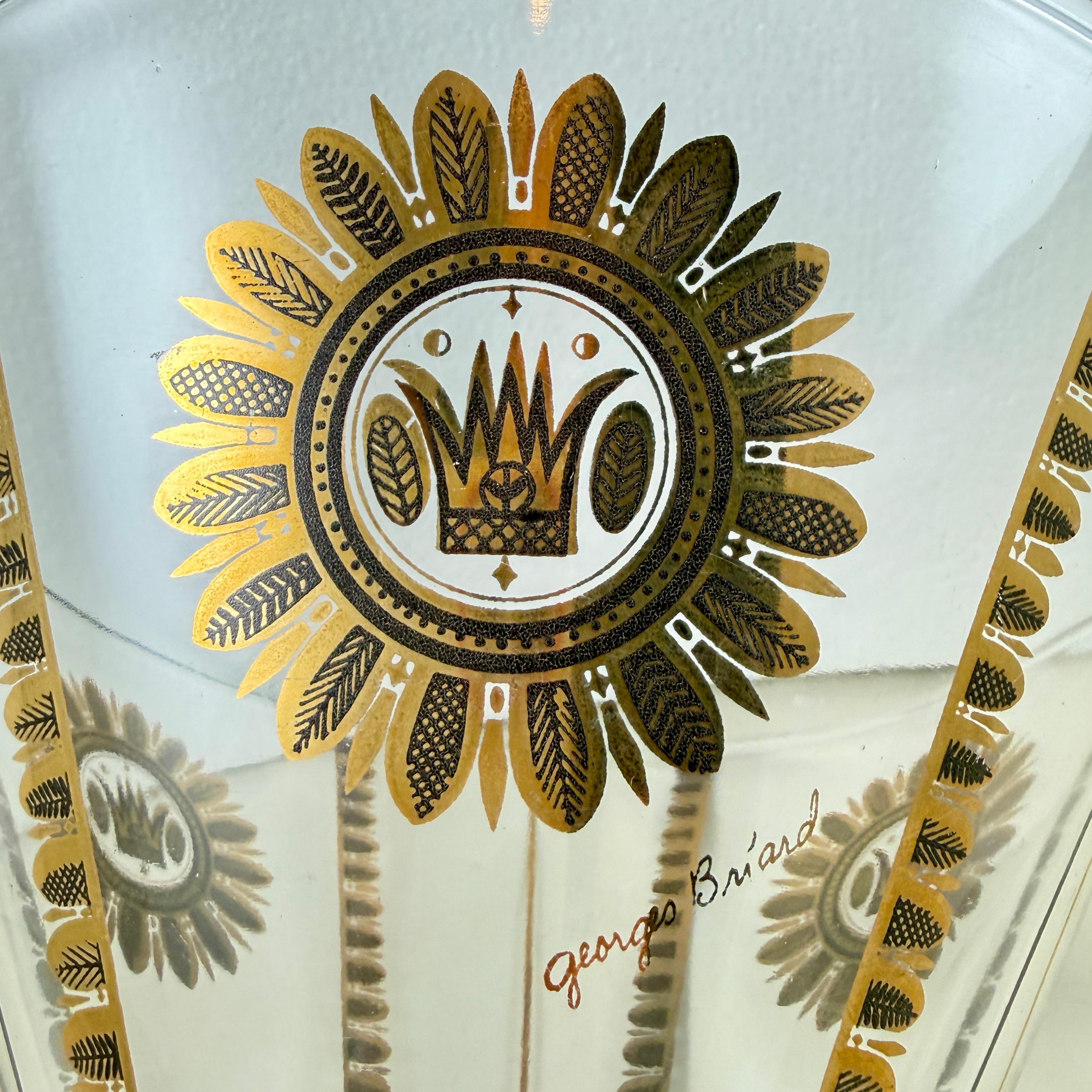 20th Century Gold Regalia Pattern Large Serving Bowl, Briard, 1960 For Sale