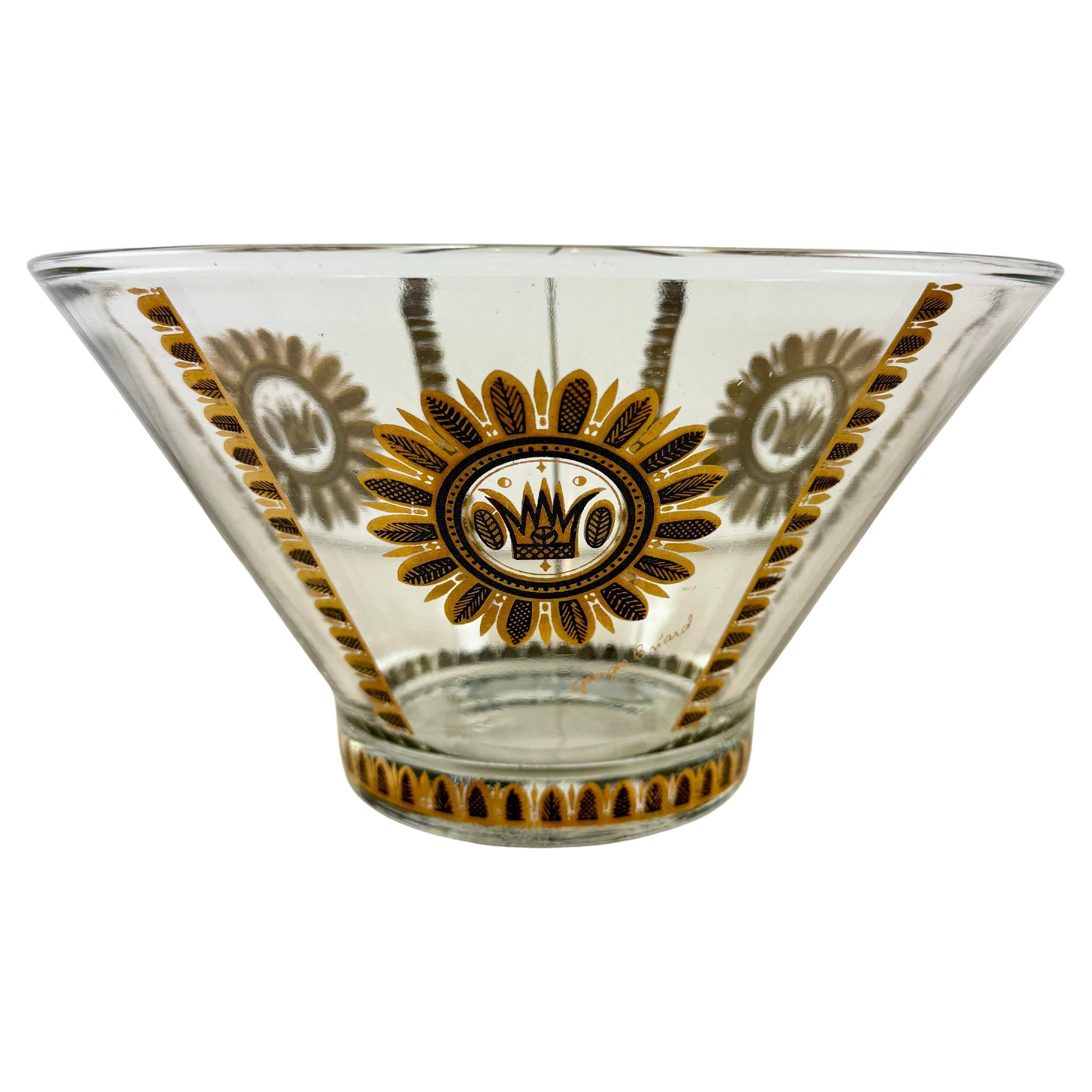 Gold Regalia Pattern Large Serving Bowl, Briard, 1960 For Sale