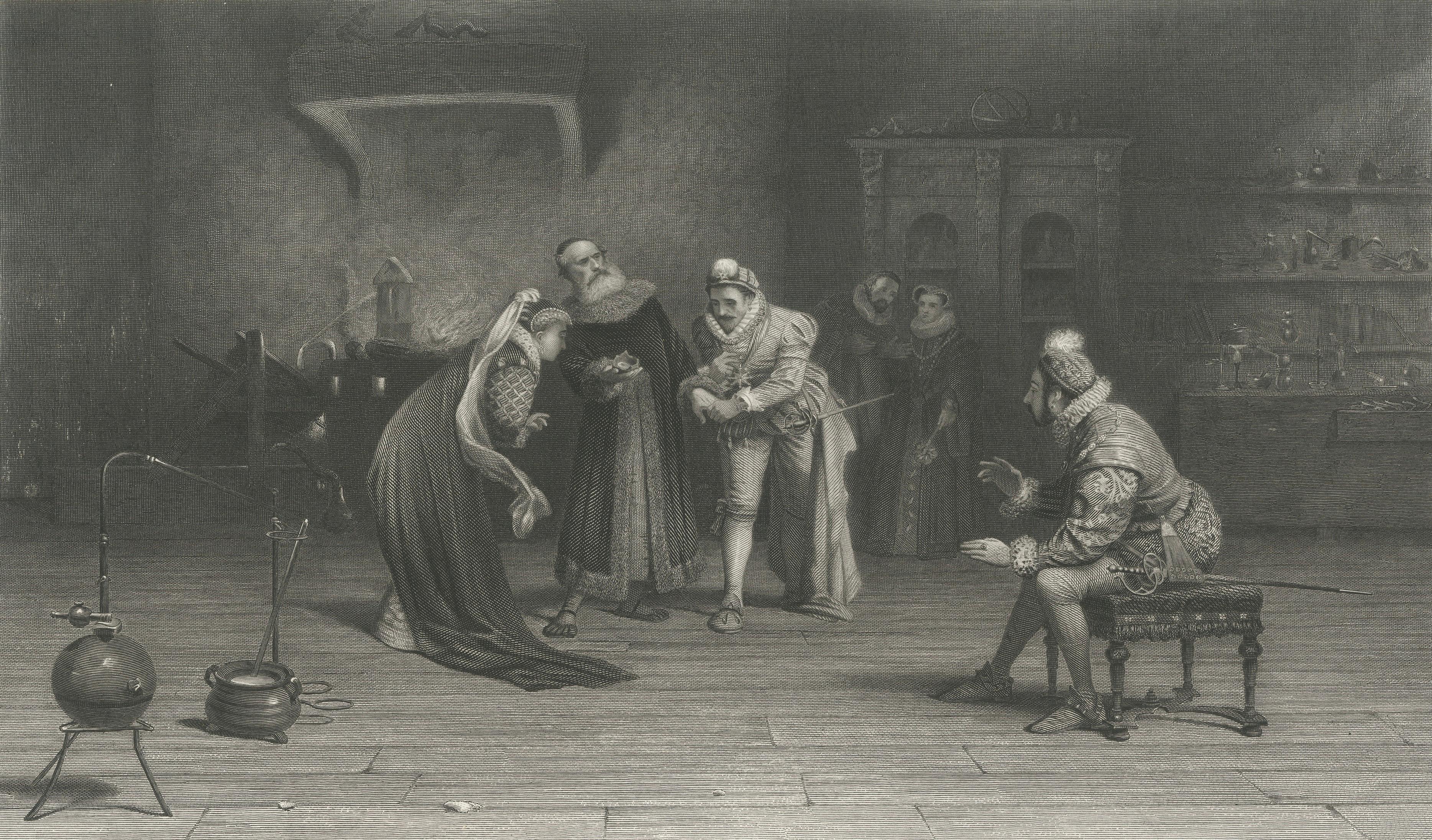 Gold – Renaissance Alchemy Interior Engraving after Tourrier, ca.1860