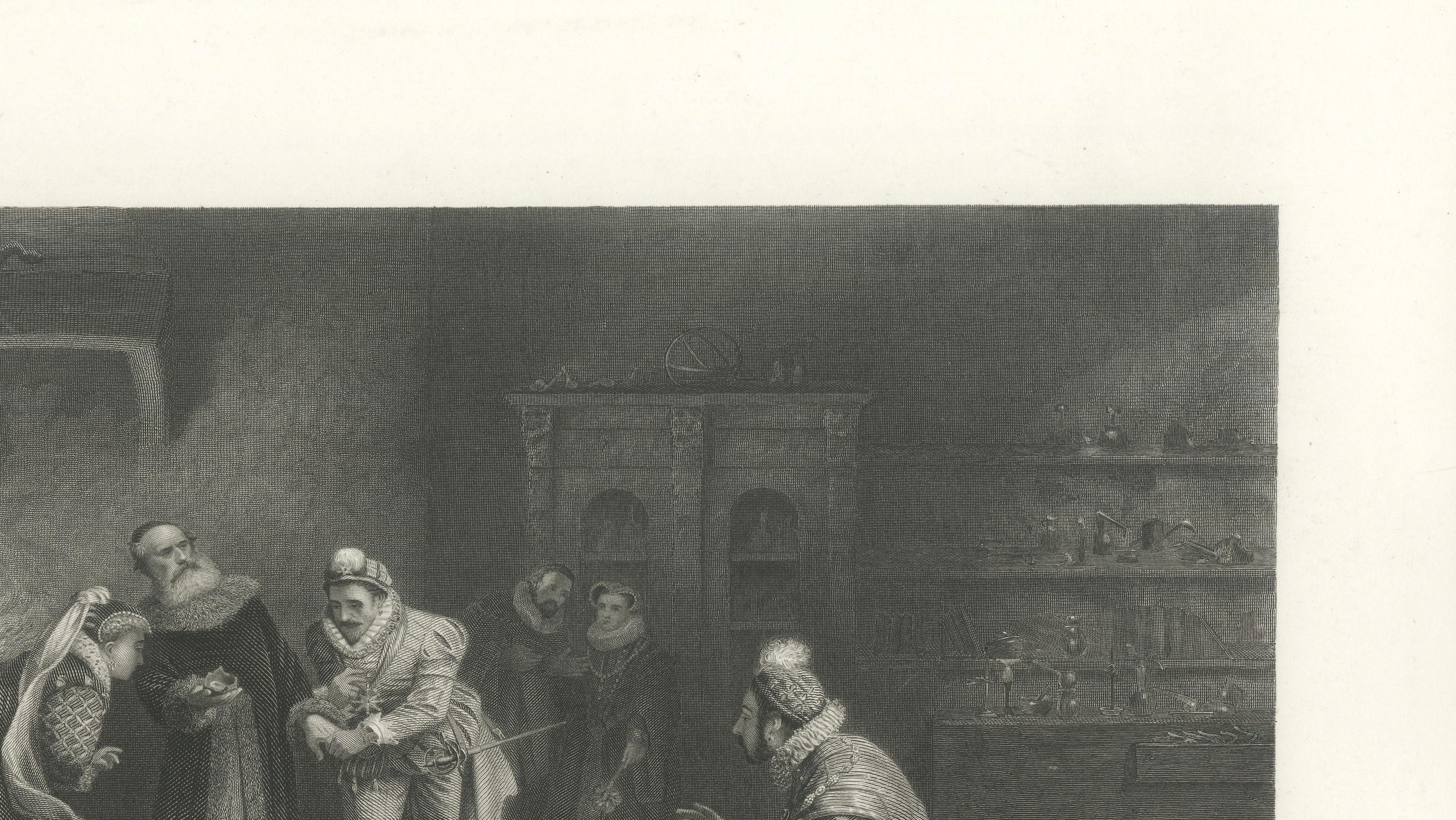 Gold – Renaissance Alchemy Interior Engraving after Tourrier, ca.1860