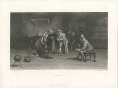 Or - Alchimie de la Renaissance Gravure intérieure d'après Tourrier, vers 1860