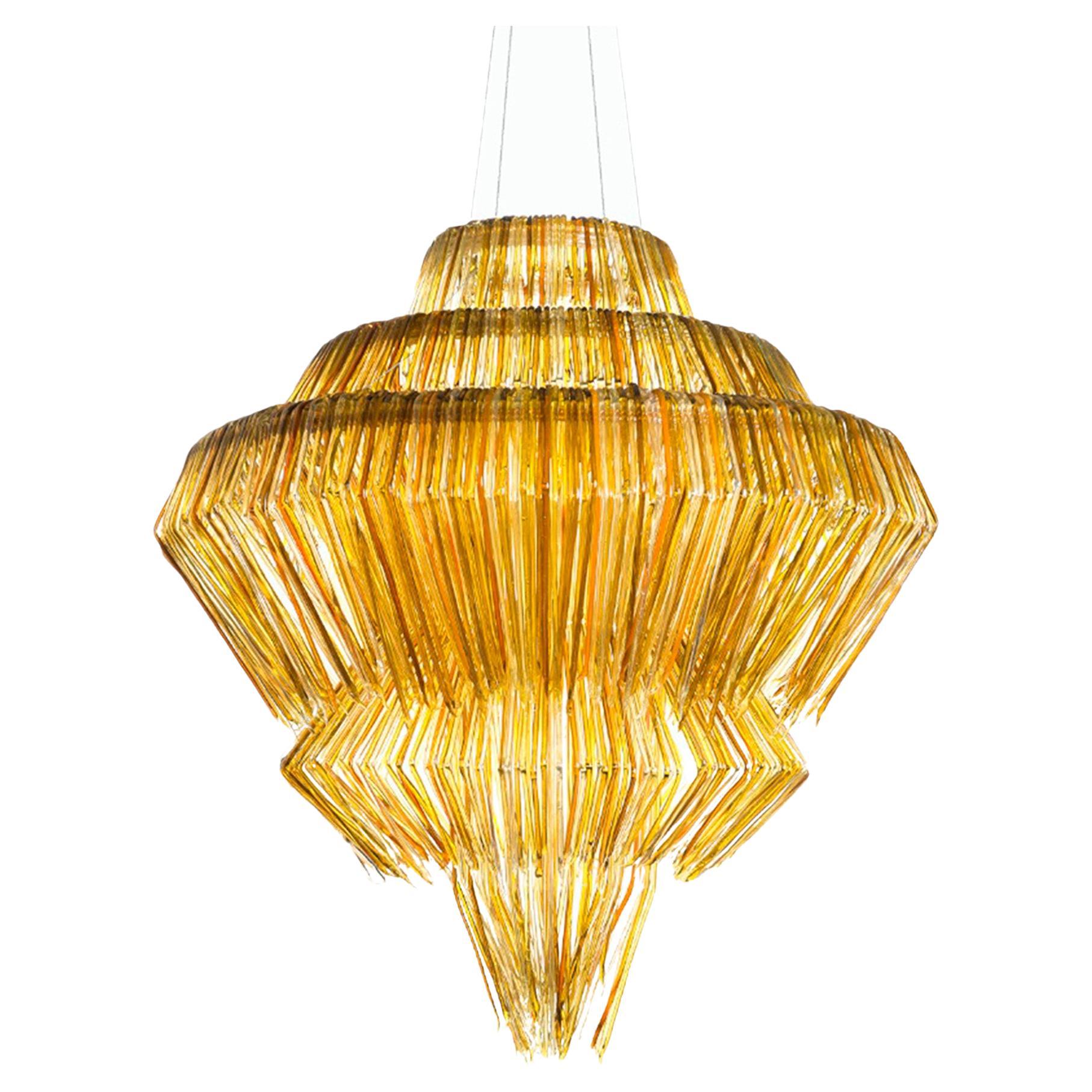 Gold Resin Chandelier Mod Brilli A by Jacopo Foggini