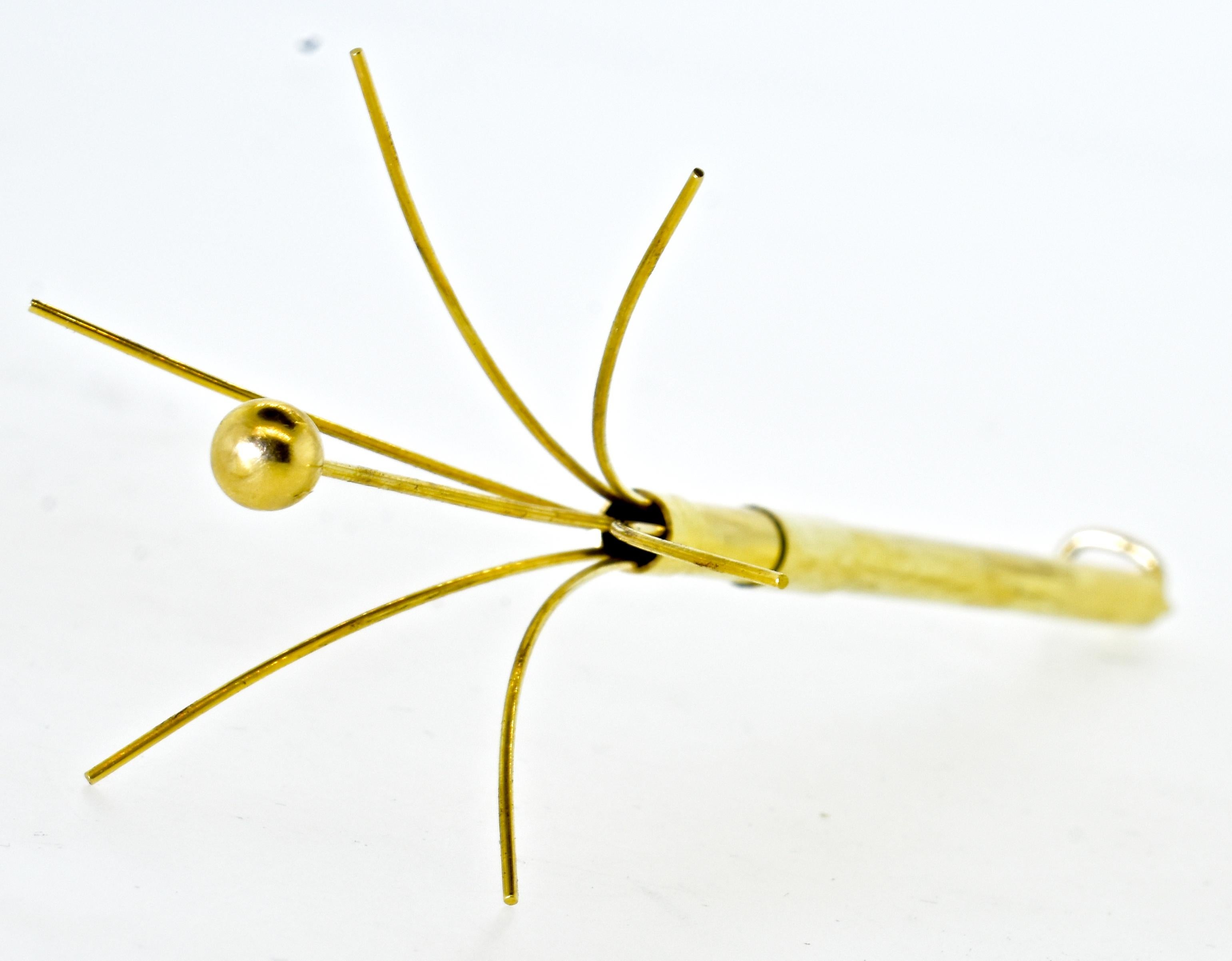 Gold Retractable Vintage Swizzle Stick, circa 1960 In Excellent Condition In Aspen, CO