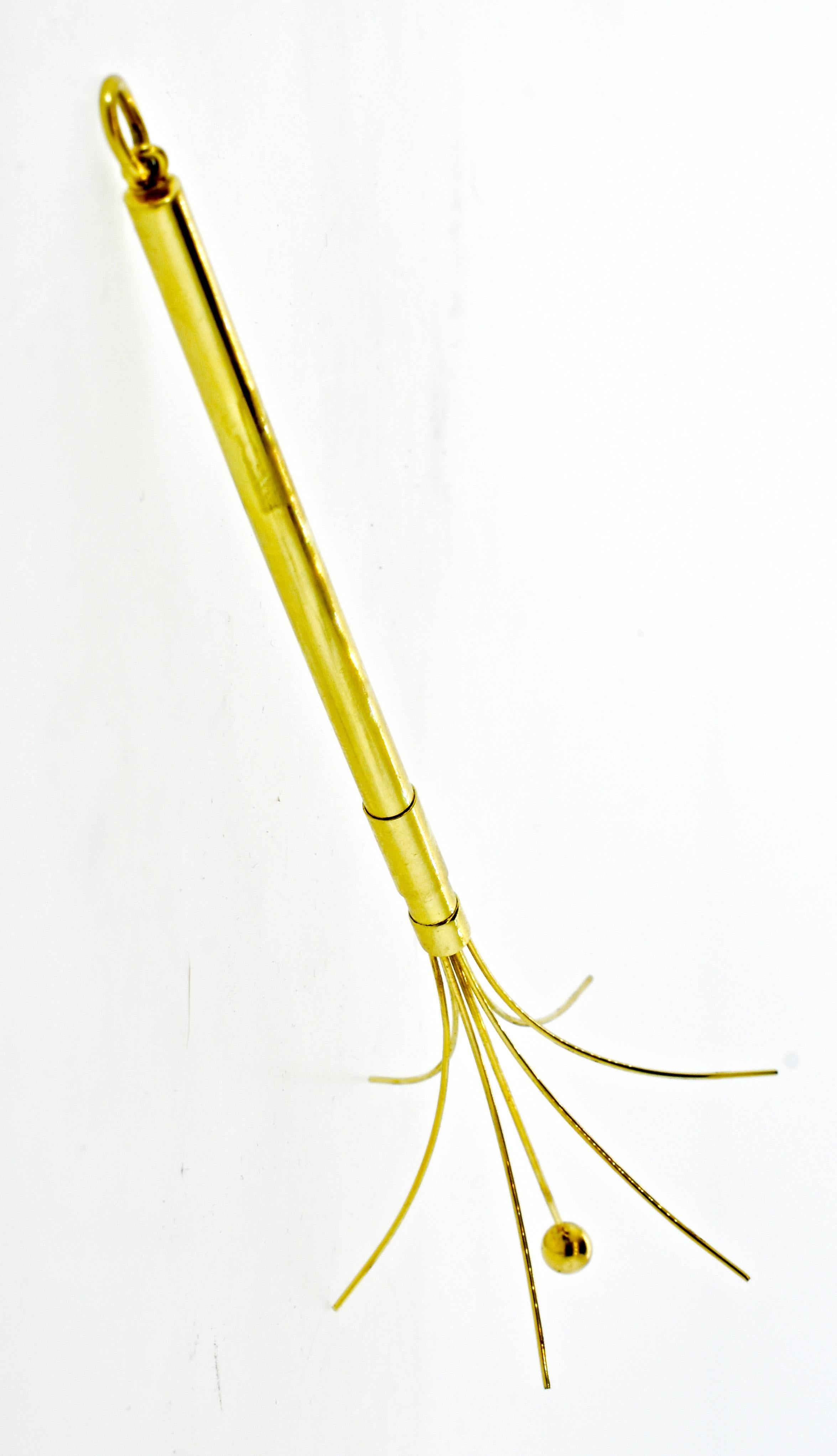 Women's or Men's Gold Retractable Vintage Swizzle Stick, circa 1960