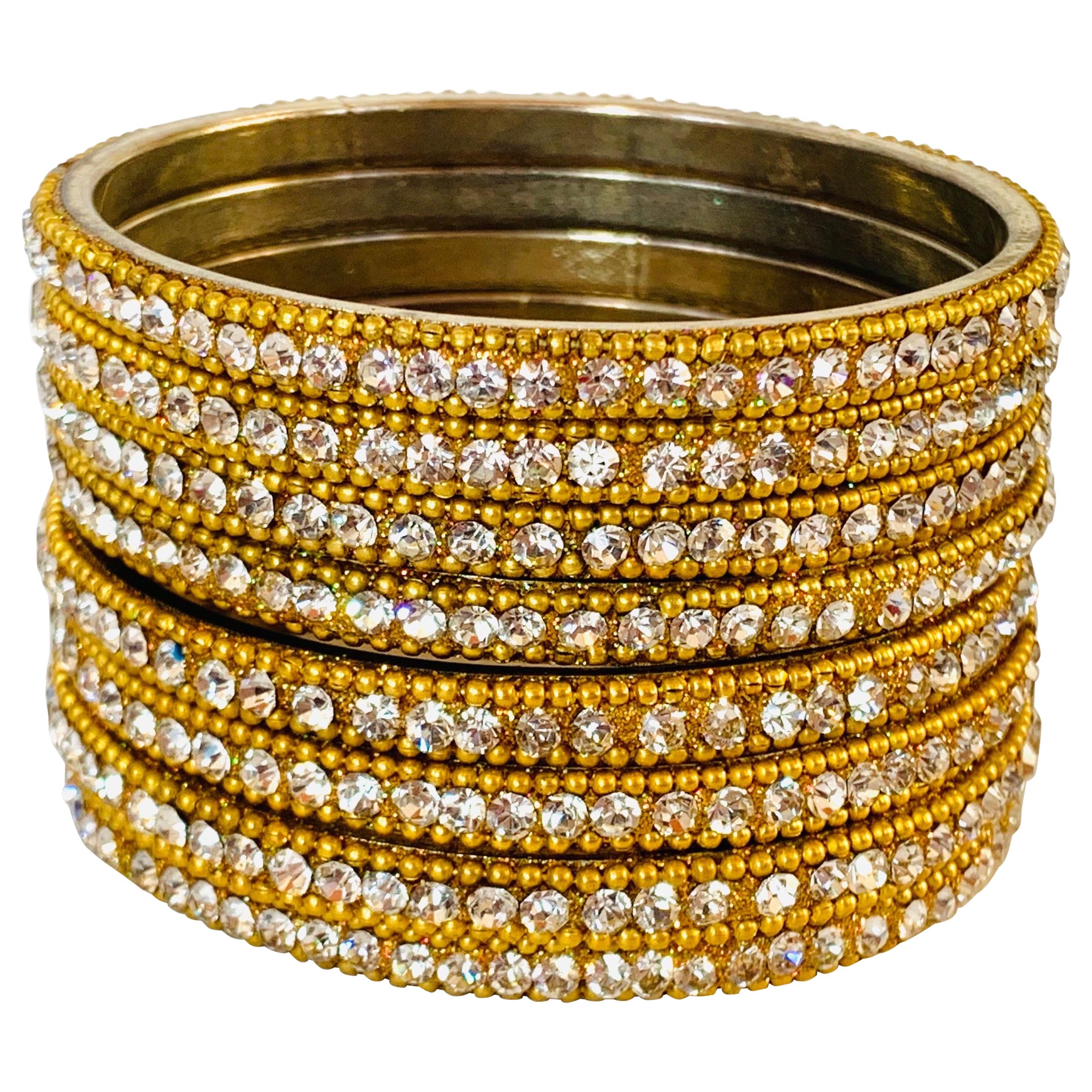 Gold Rhinestone Bangles For Sale