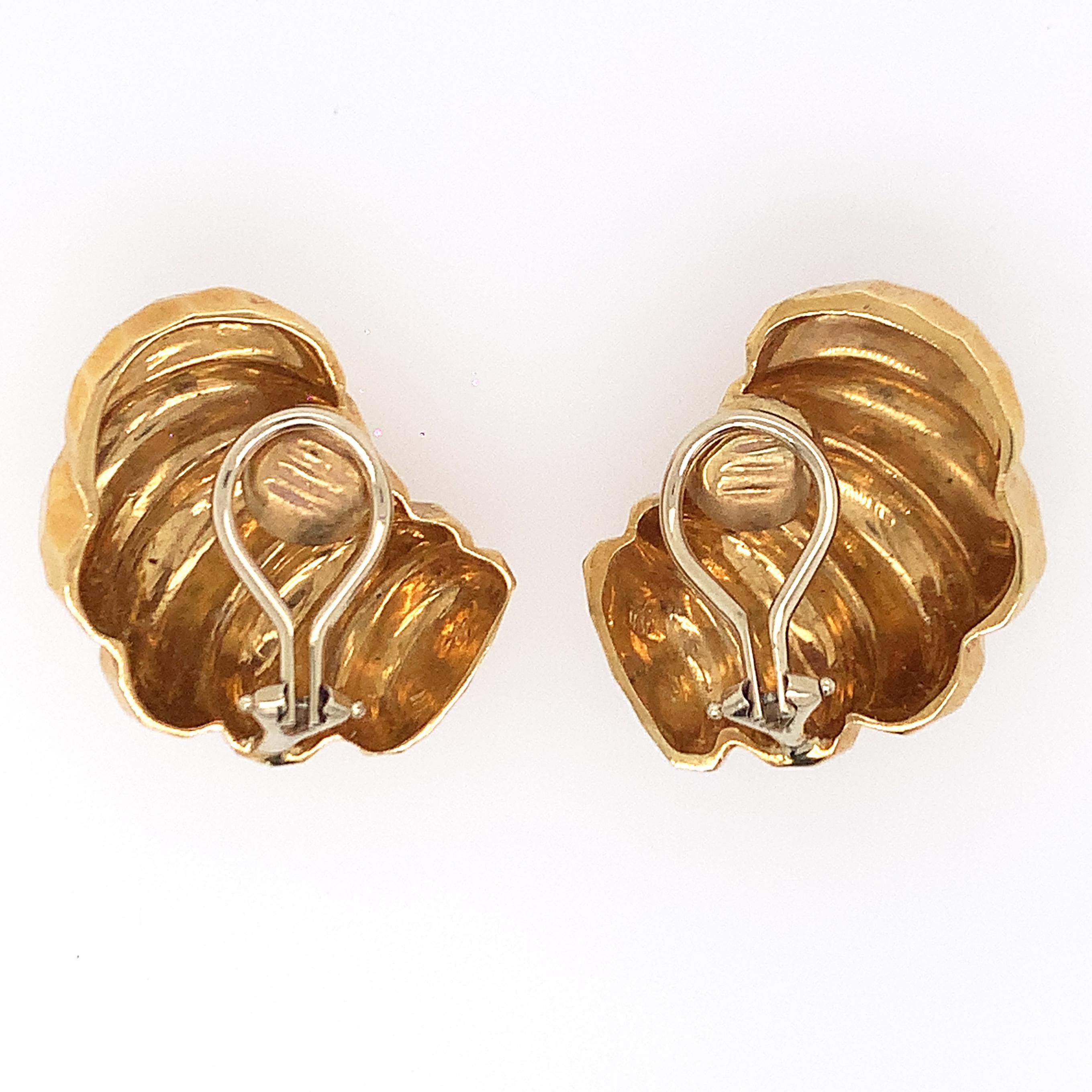 Women's Gold Ribbed Earclips For Sale