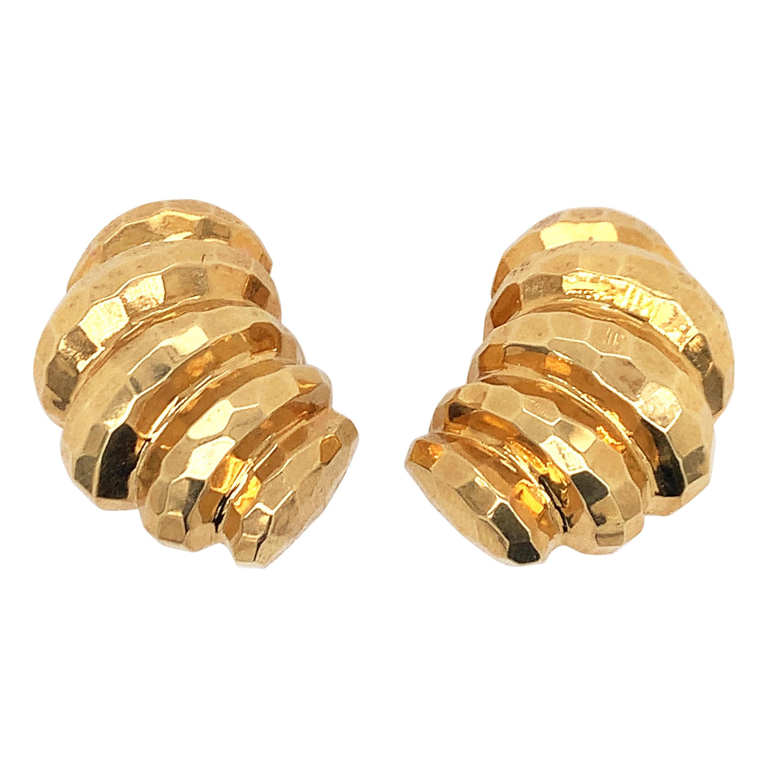 Gold Ribbed Earclips