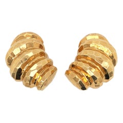Gold Ribbed Earclips