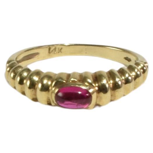 Gold Ribbed Ruby Ring For Sale