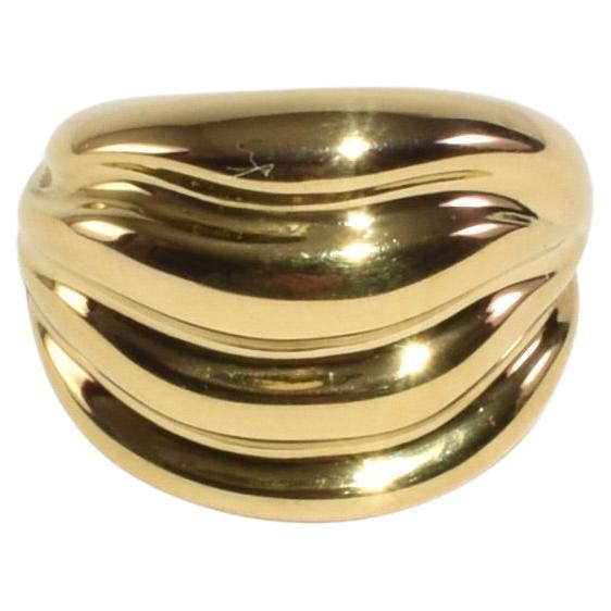 Gold Ribbed Statement Ring