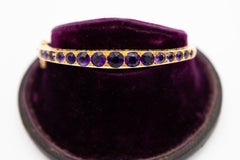 Gold rigid bracelet with amethysts, Great Britain first half of the 20th century