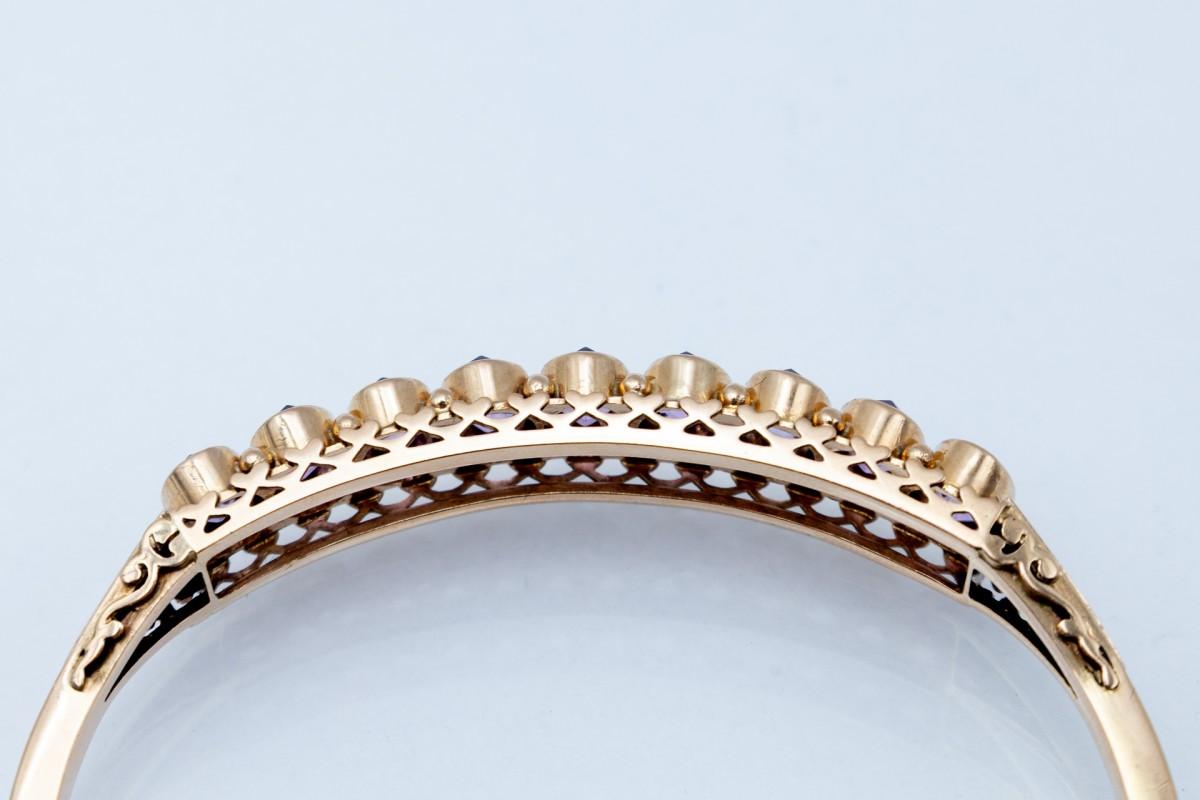 Bracelet rigide en or avec améthystes, Pays-Bas, milieu du XXe siècle en vente 1