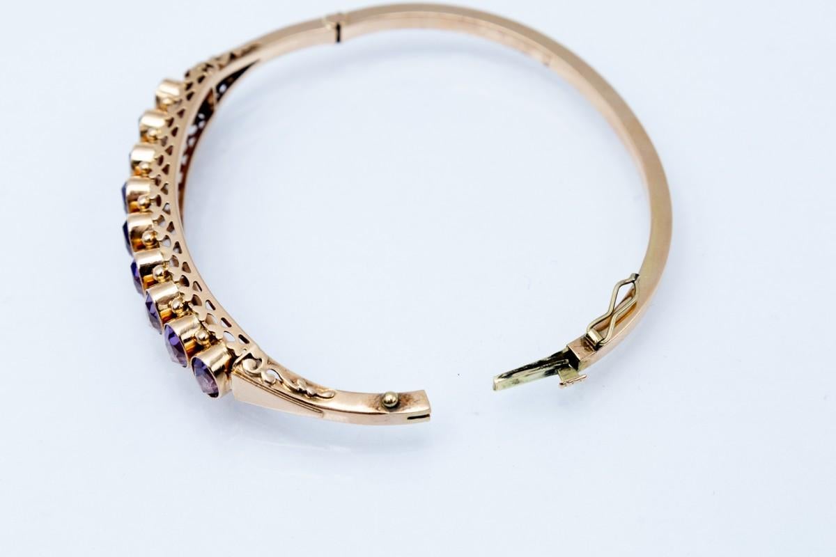 Bracelet rigide en or avec améthystes, Pays-Bas, milieu du XXe siècle en vente 2