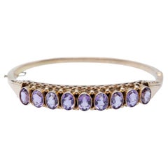 rigides Goldarmband mit Amethysten, Niederlande, Mitte des 20. Jahrhunderts