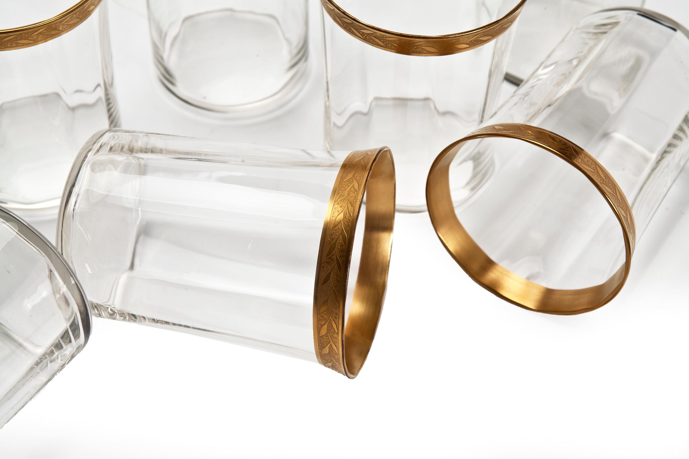 Art Deco Gold Rimmed Glasses Set/8