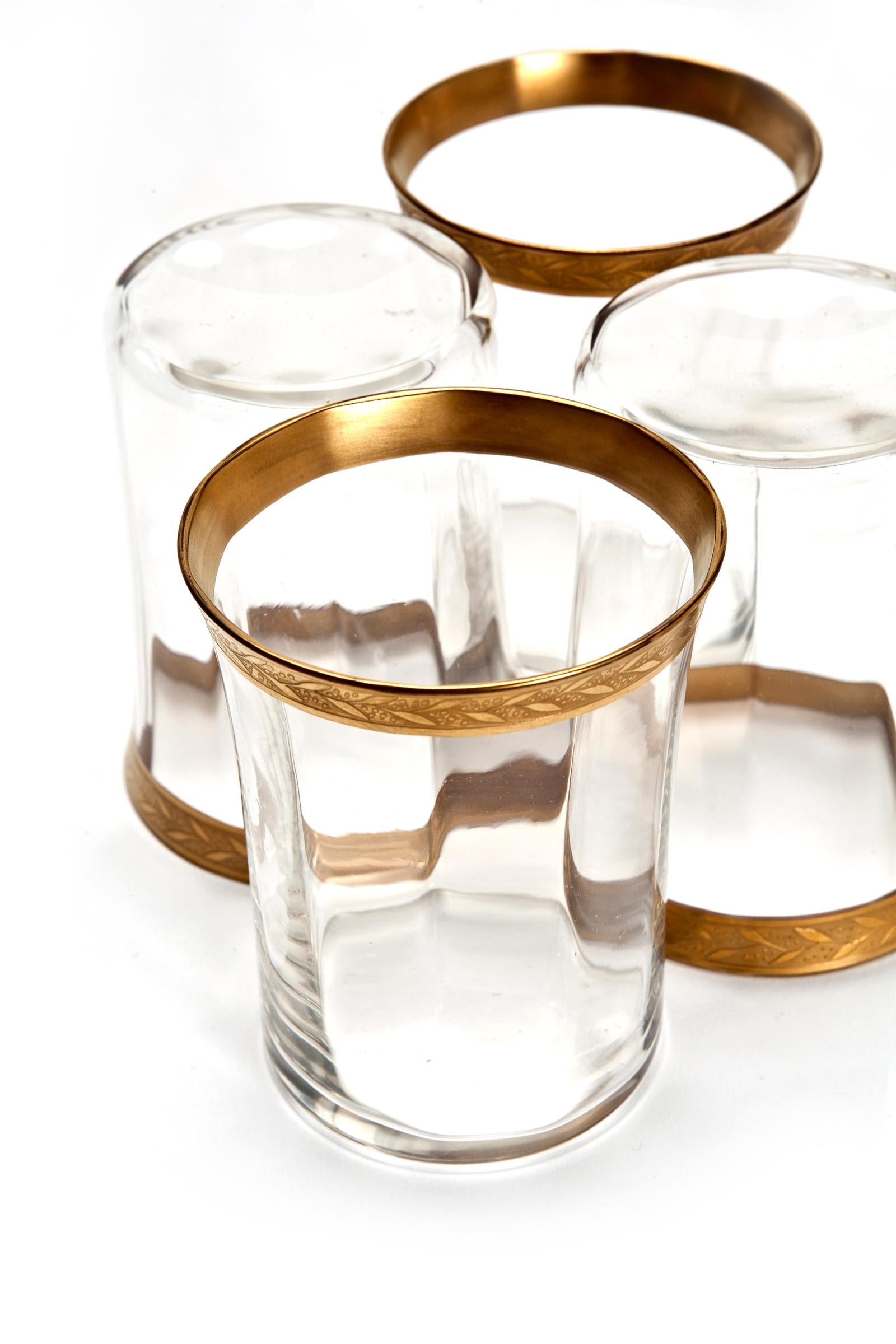 Etched Gold Rimmed Glasses Set/8
