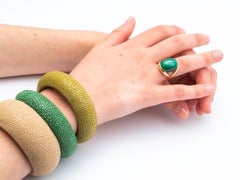 Anello d'oro 18 carati con malachite tagliata a cabochon