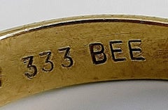 Anello d'oro a 8 carati con piccole pietre, anello dell'eternità, anni '30-'40