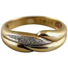 Gold Ring 8 Karat with Small Stones, Eternity Ring, 1930s-1940s