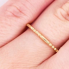 Bead Bar Station Stack Ring, 14K Yellow Gold Stacking Stackable Band, LR4909