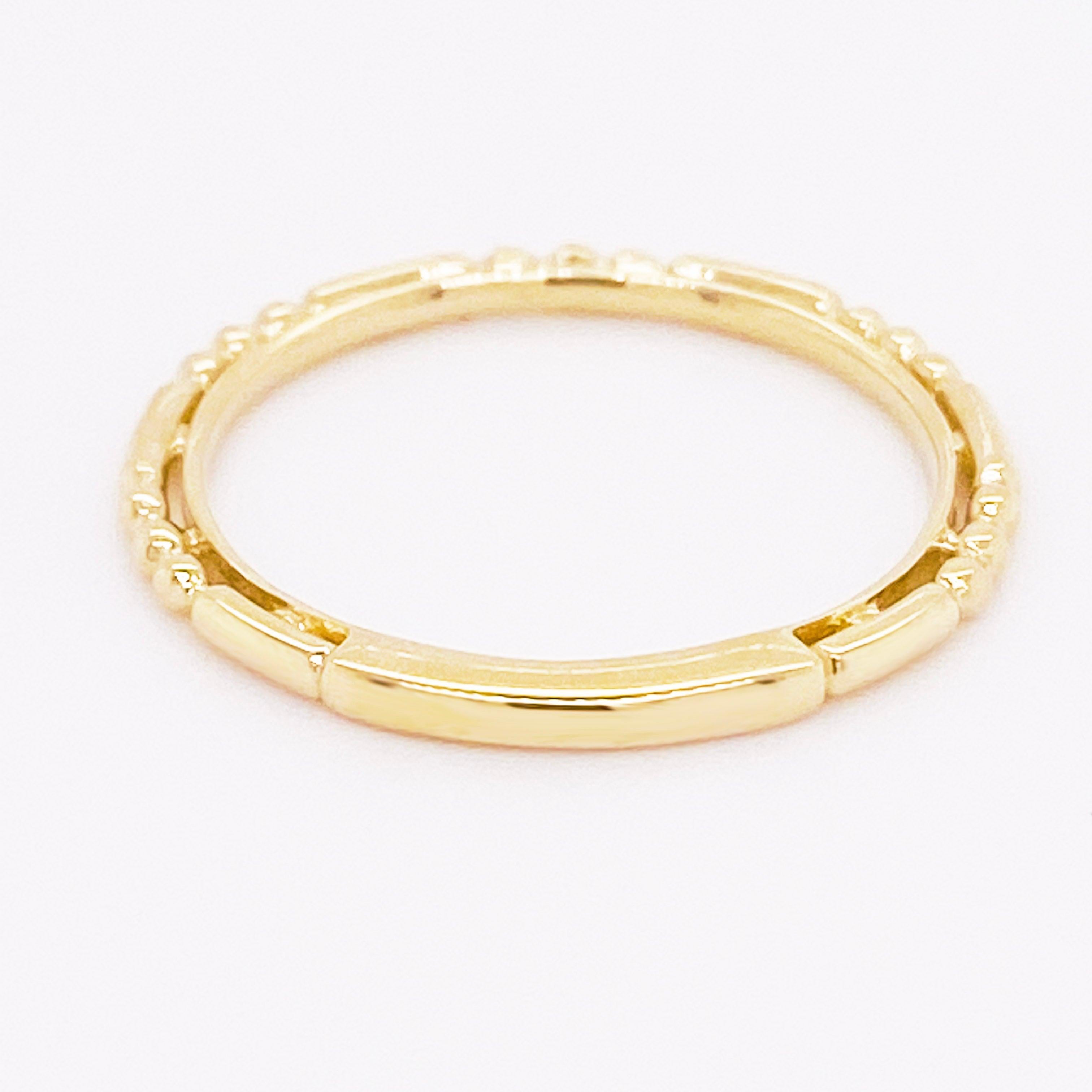 For Sale:  Gold Ring Band, 14 Karat Yellow Gold Ball and Bar Station Band, LR4909Y4JJJ 3