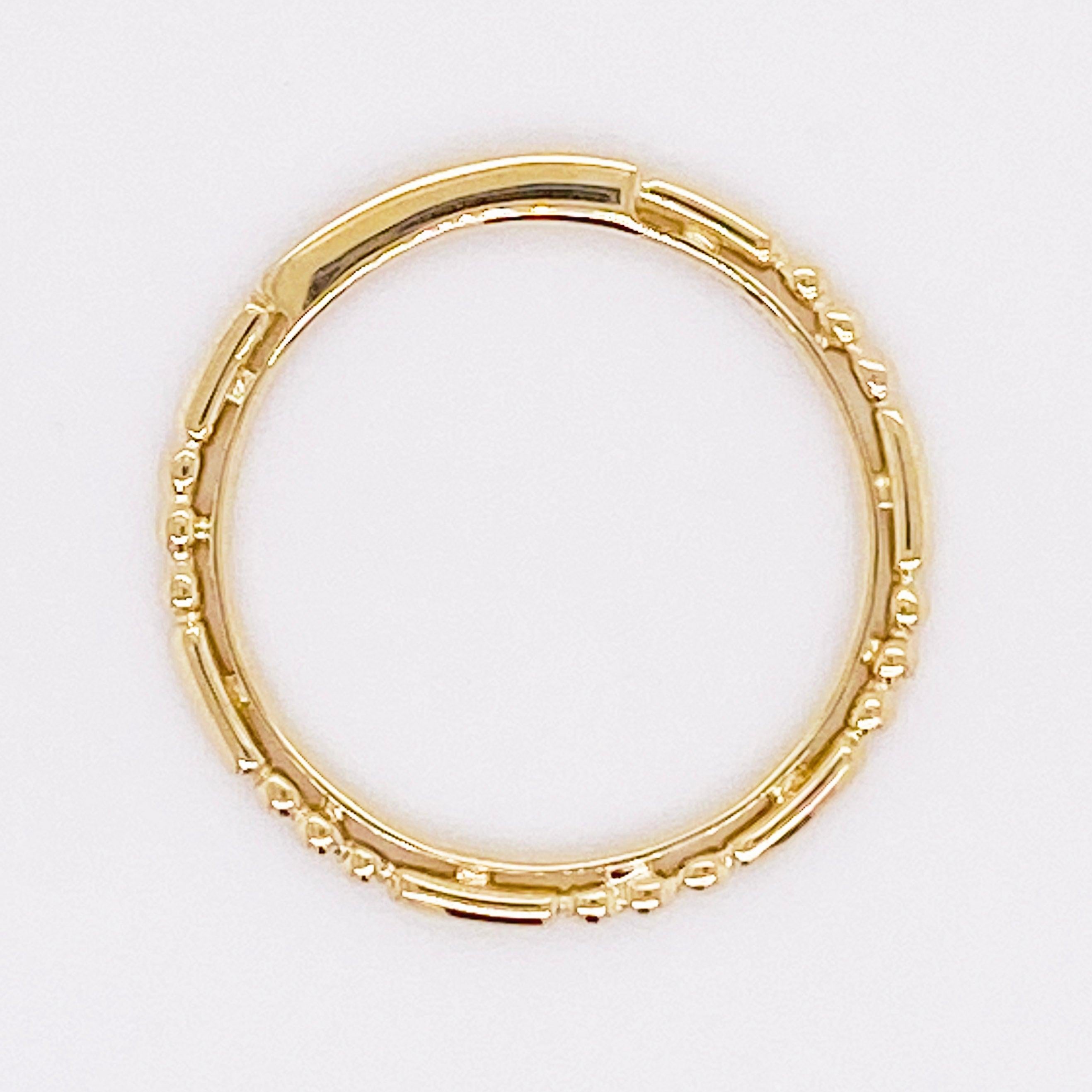 For Sale:  Gold Ring Band, 14 Karat Yellow Gold Ball and Bar Station Band, LR4909Y4JJJ 4