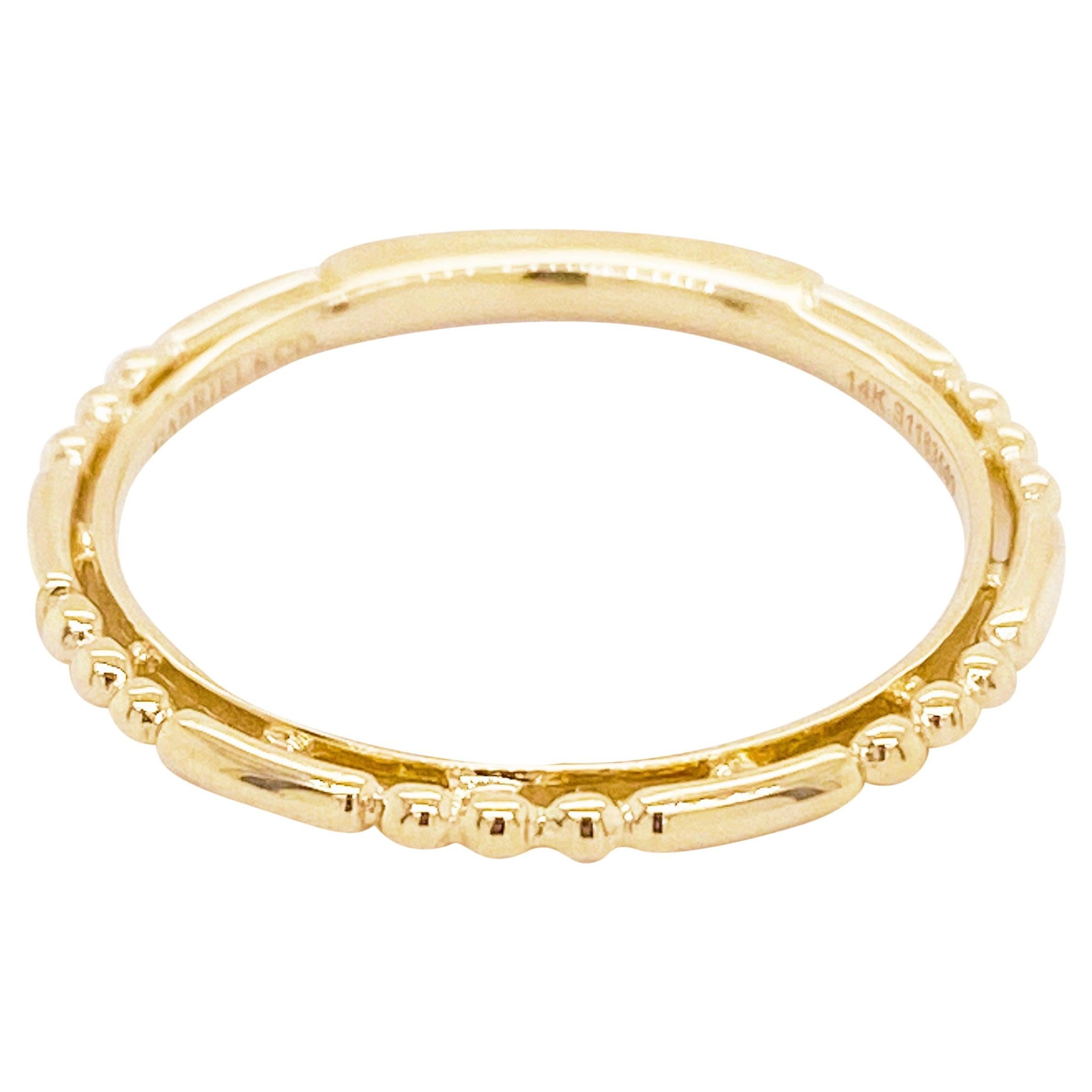 For Sale:  Gold Ring Band, 14 Karat Yellow Gold Ball and Bar Station Band, LR4909Y4JJJ