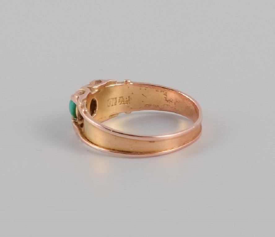 Women's Gold Ring Decorated with Green Stone, Scandinavian Goldsmith, 1920s/30s