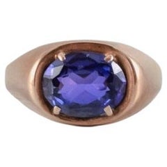 Gold Ring Decorated with Purple Semi-Precious Stone, Danish Goldsmith