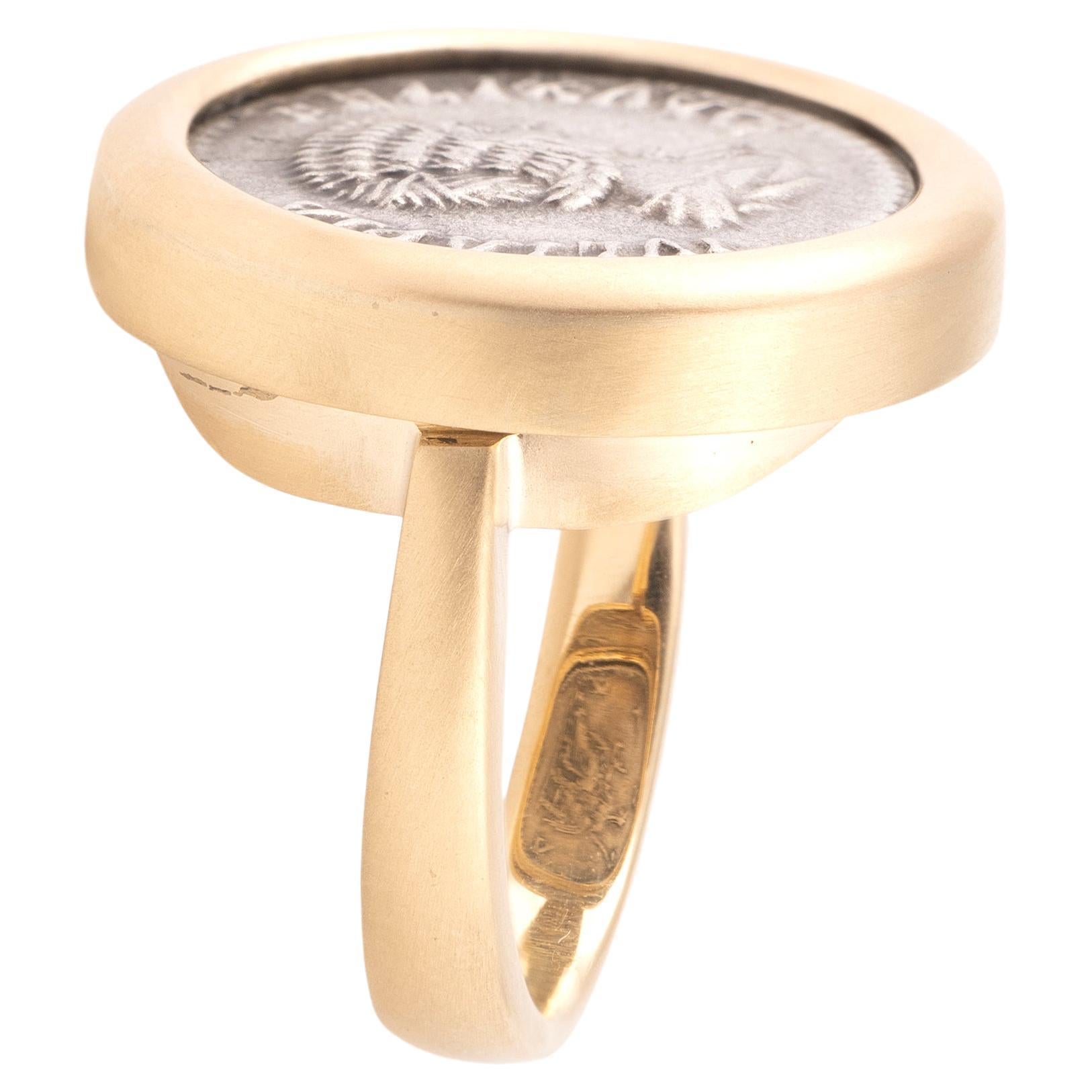 Classical Roman Gold Ring Roman Silver Denarius Of Julia Domna 203 AD For Sale