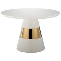 fluted round table Gold Ring Round Table in White Lacquered Finish