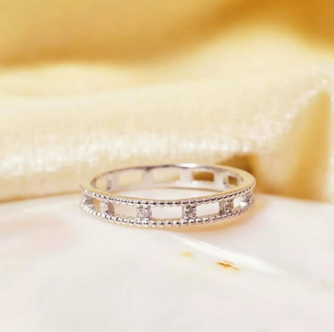 Art Déco Anello d'oro Matrimonio Diamante 14K Fidanzamento 14k Set Anello d'oro rotondo. in vendita