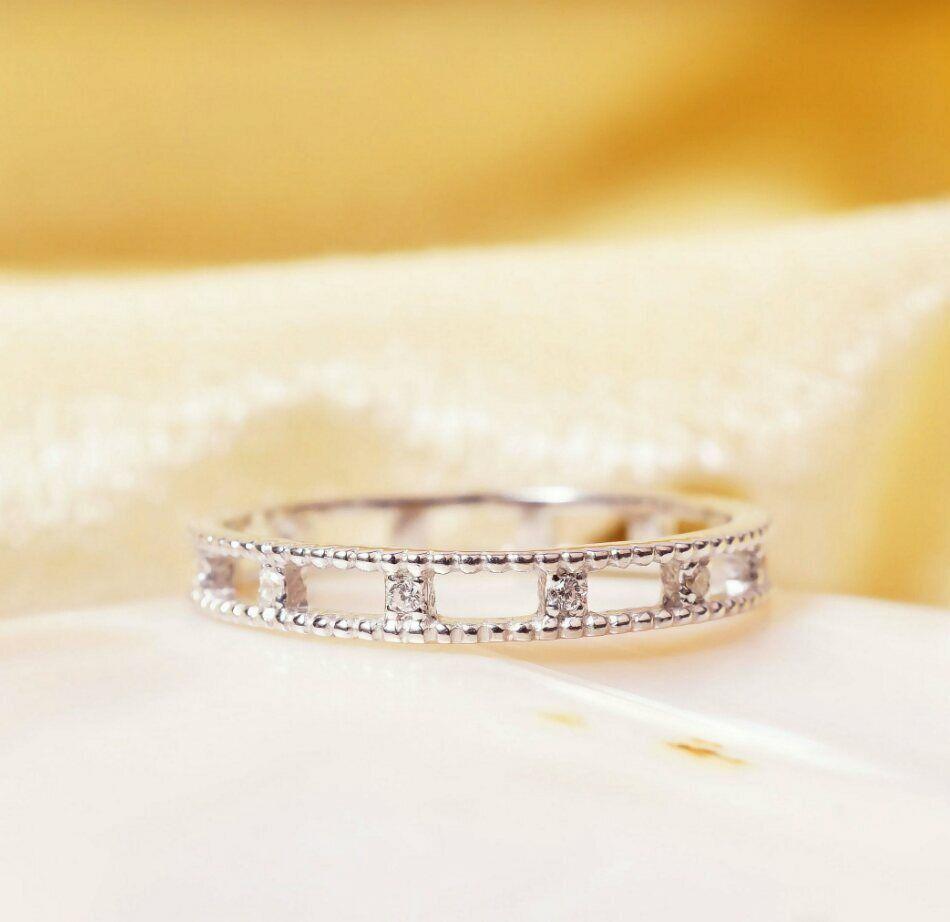 Gold Ring Wedding Diamond 14K Engagement 14k Set Round White Gold Ring Band. For Sale 2
