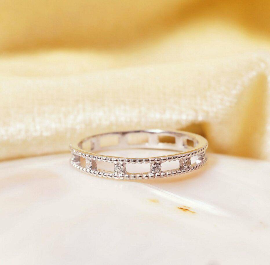 Gold Ring Wedding Diamond 14K Engagement 14k Set Round White Gold Ring Band. For Sale 3