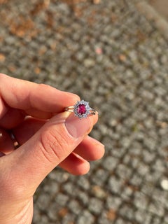 Gold Ring with 1 ct Natural No-Heat Ruby and 0.50 ct Diamond