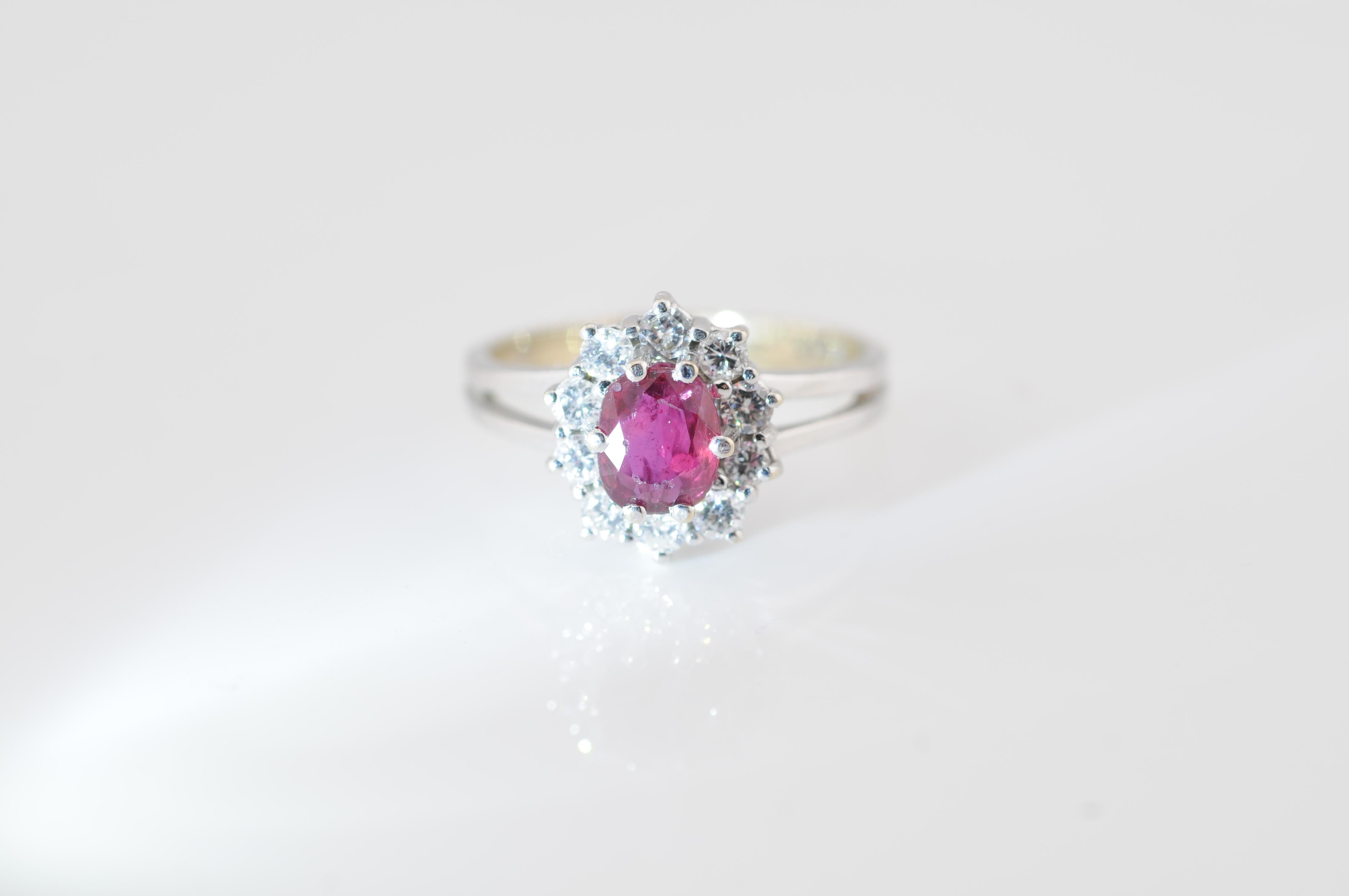 Goldring mit 1 Karat natürlichem No-Heat-Rubin und 0,50 Karat Diamant im Angebot 1