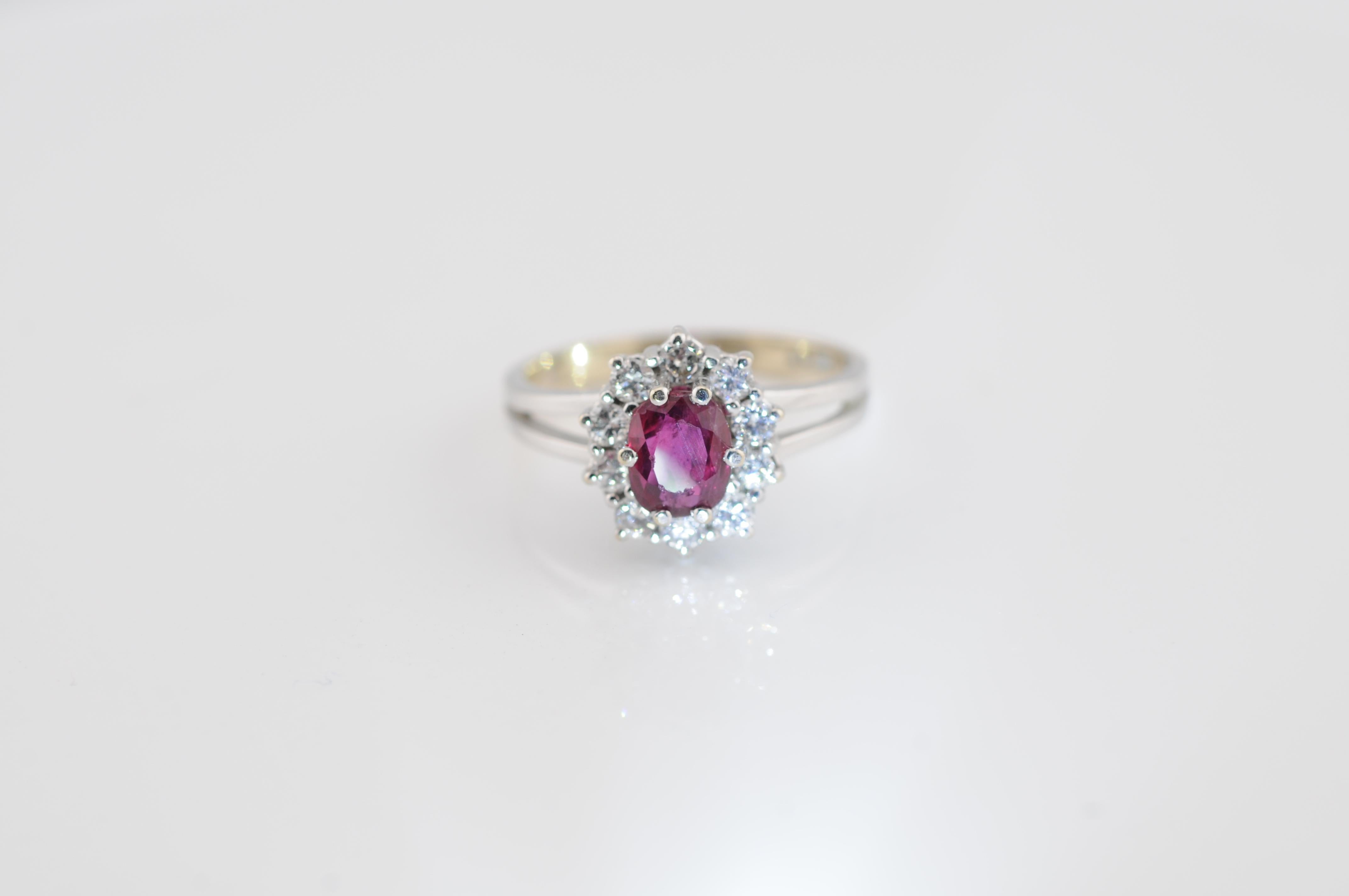 Goldring mit 1 Karat natürlichem No-Heat-Rubin und 0,50 Karat Diamant im Angebot 2