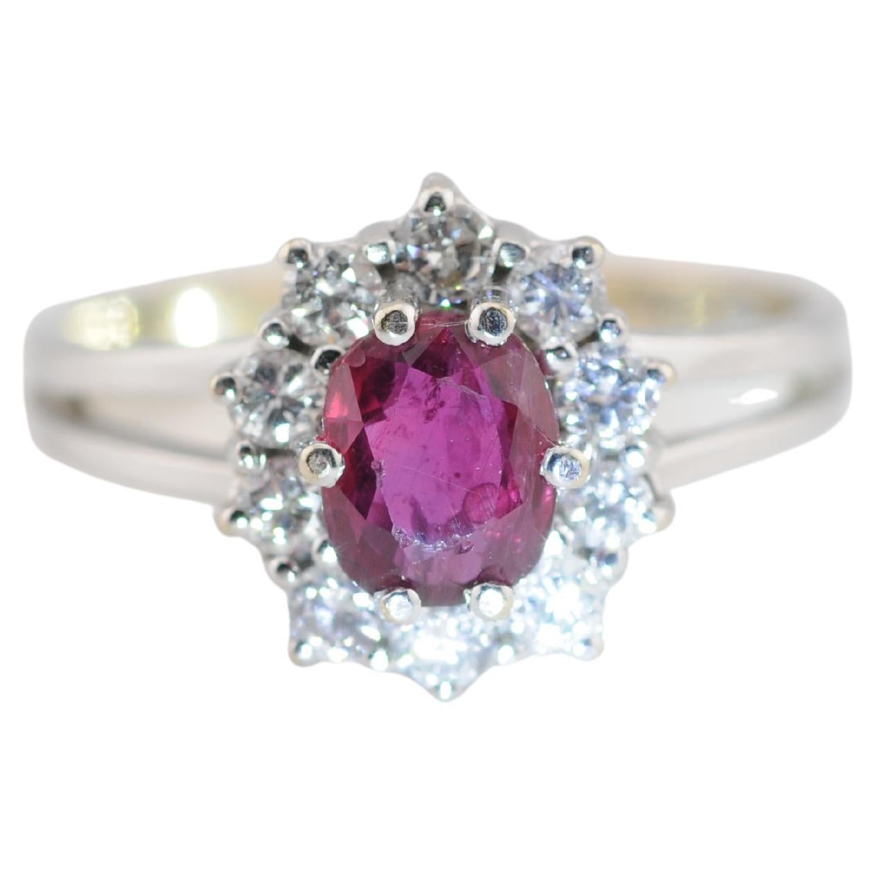 Anello in oro con rubino naturale senza calore da 1 carato e diamante da 0,50 carati