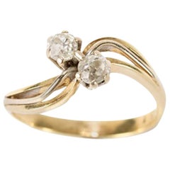 Vintage Gold Ring with 2 Diamonds of 0.25 Carat, 1930s