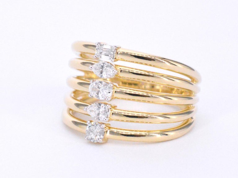 Gold ring with 5 special diamonds For Sale at 1stDibs