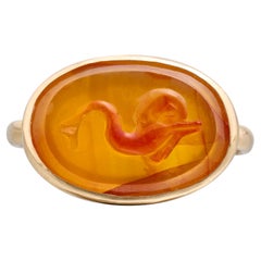 Antique Gold Ring with a Cameo of a Dolphin. Cameo, 16th century; modern gold ring mount