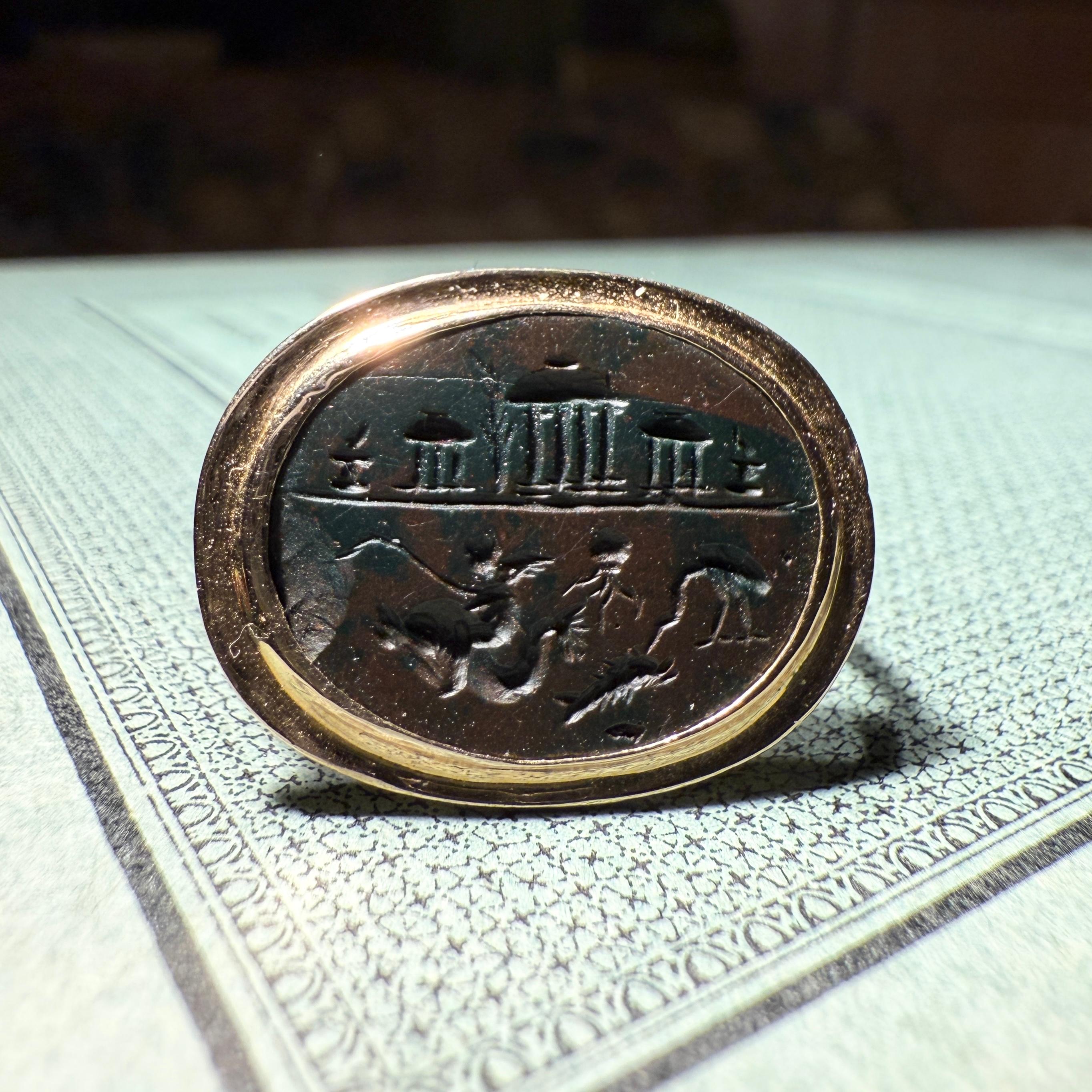 da uomo o donna Gold Ring with a Roman Magical Jasper Intaglio. Roman, 1st–2nd century AD. in vendita