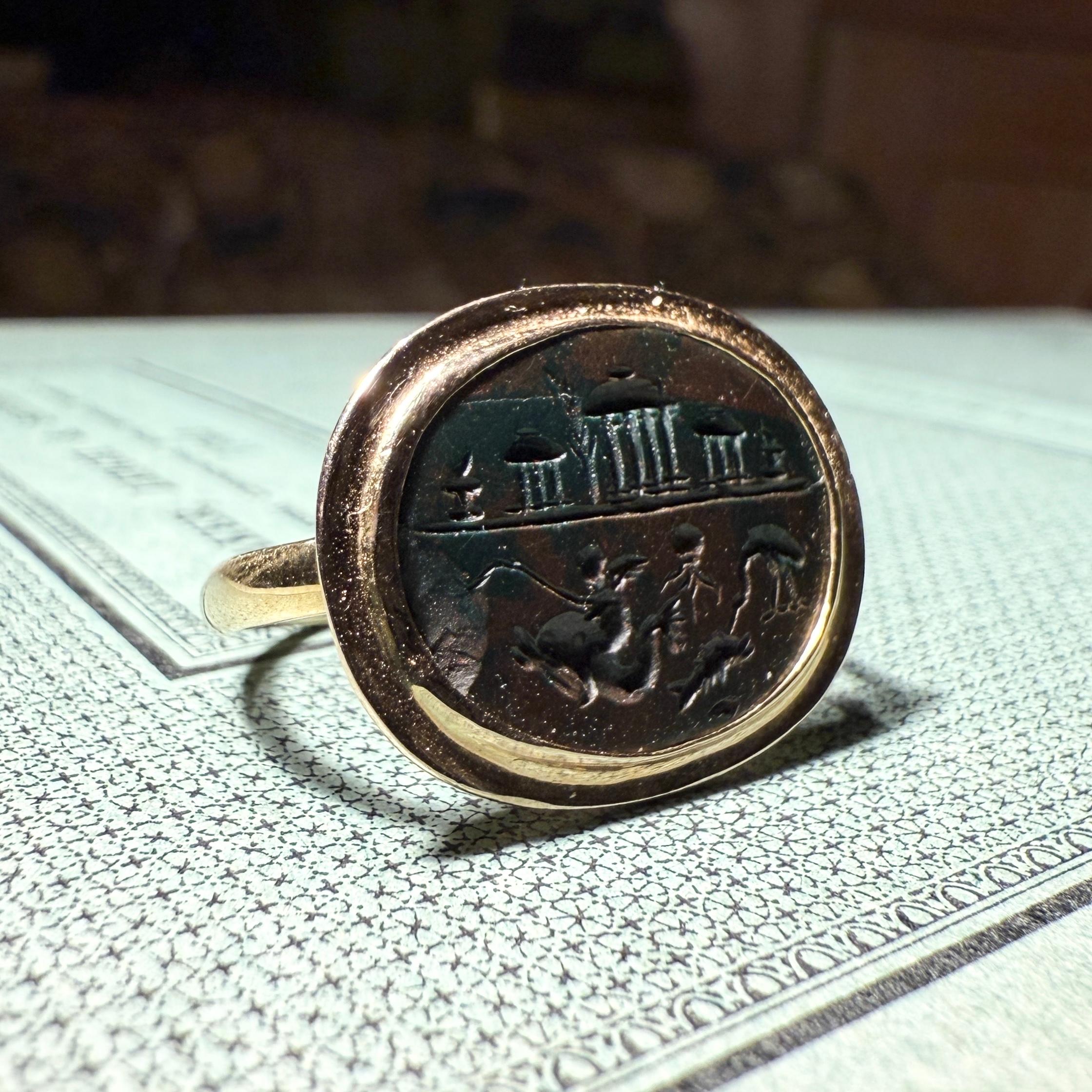Gold Ring with a Roman Magical Jasper Intaglio. Roman, 1st–2nd century AD. in vendita 1