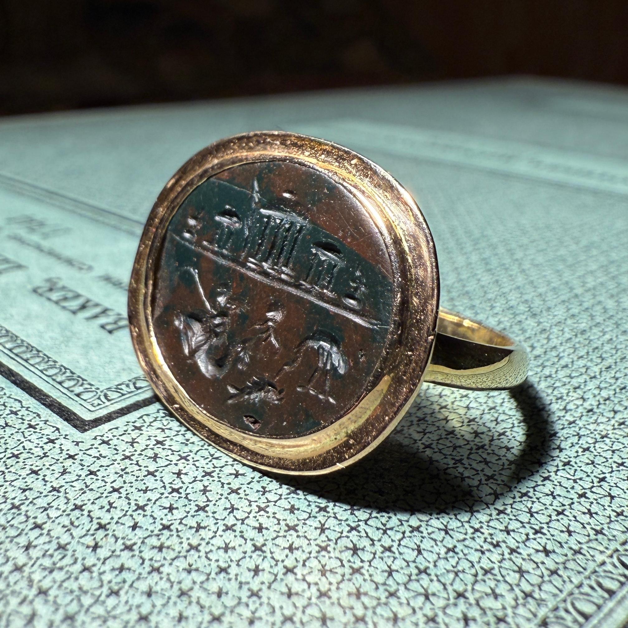 Gold Ring with a Roman Magical Jasper Intaglio. Roman, 1st–2nd century AD. in vendita 4