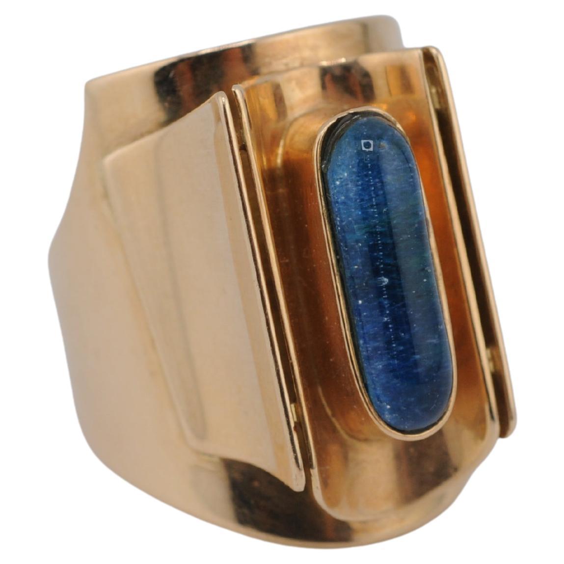 Goldring mit Mittelstein in zeitlosem Design 14k