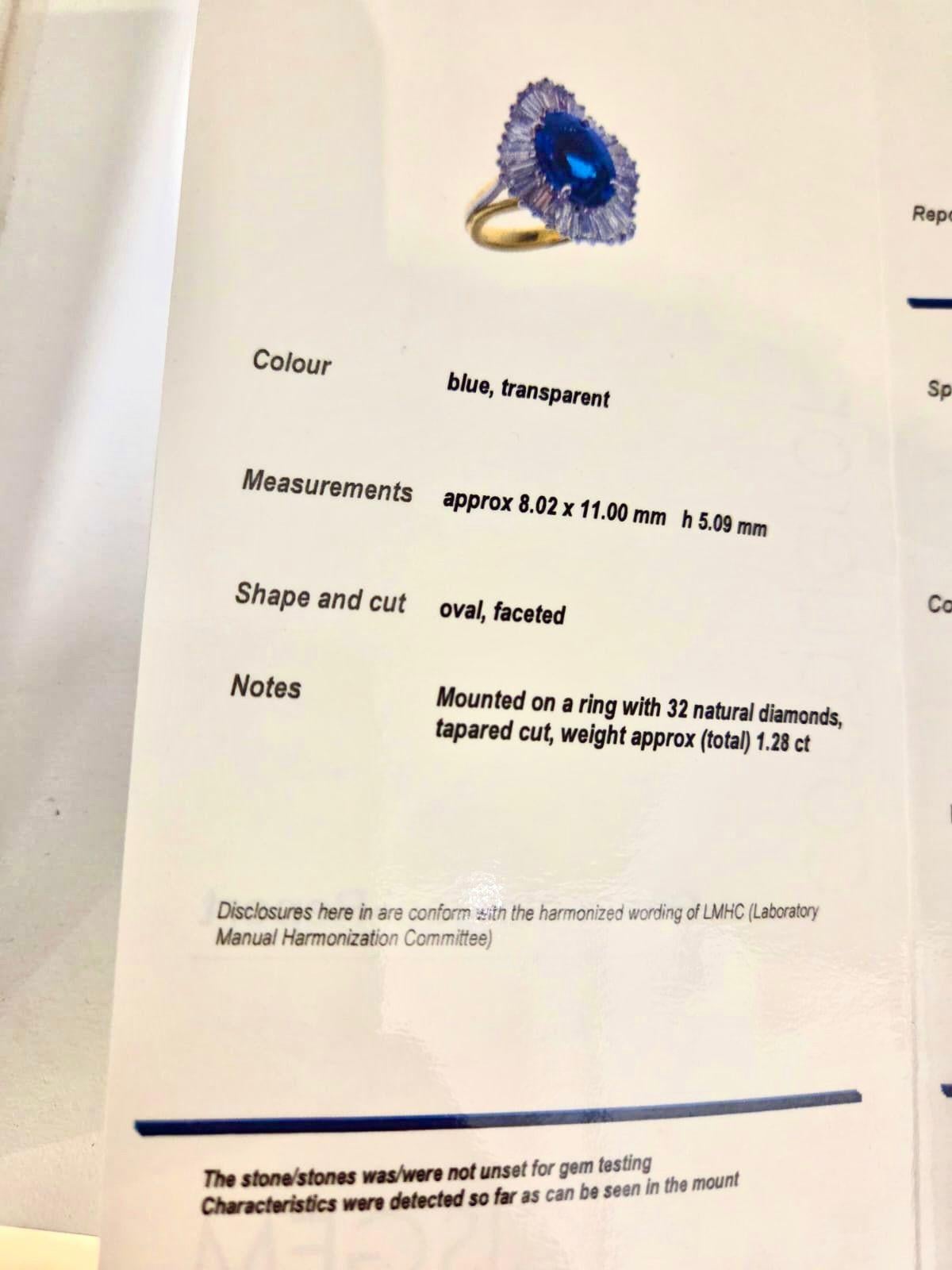 Bague en or avec saphir bleu certifié du Sri Lanka de 4,30 ct et diamants en vente 4